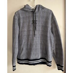 American‎ Eagle AEO Mens Hoodie Size Medium Blue & Gray Plaid Sweatshirt